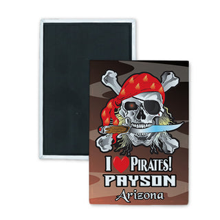 Payson Arizona I Love Pirates Skull Heart Rectangle Badge Magnet