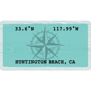 Huntington Beach  Latitude & Longitude Blue Sign Sticker