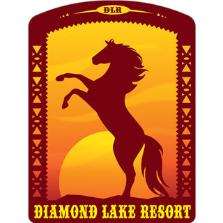 Diamond Lake Resort Rearing Horse Sunset Sticker