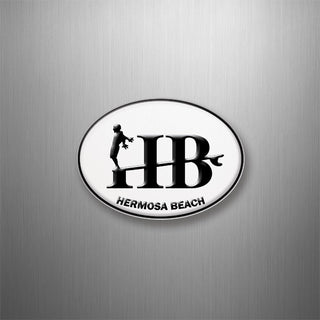 Hermosa Beach   Long Boarder Euro Oval 3D Magnet