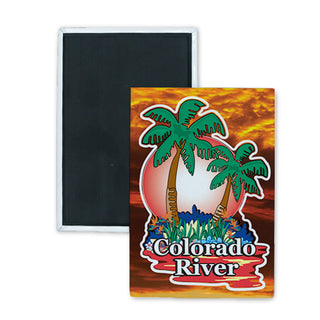 Colorado River Sunset Palms Rectangle Badge Magnet