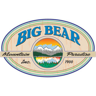 Big Bear Mountain Oval Circle Center Sticker