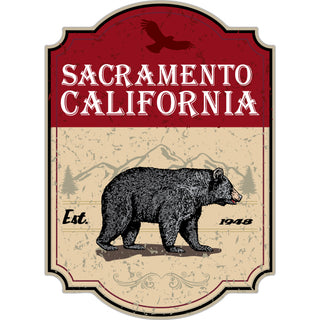 Sacramento California   Red Sign With Bear Sticker