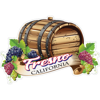 OK4 Fresno California Grapes Wine Barrel Sticker