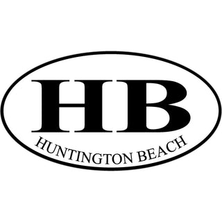 Huntington Beach HB   Black and White Euro Oval Sticker