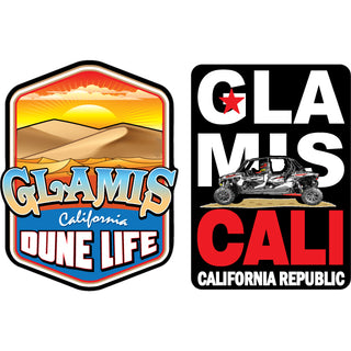 GLAMIS DUNE LIFE AND CALI FLAG 2 UP Sticker