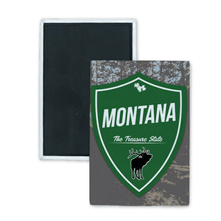 Montana   Elk on Green Vertical Shield Rectangle Badge Magnet