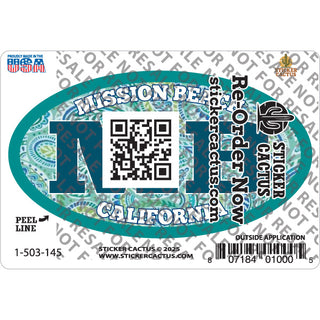 Paisley Filled Euro Oval   Mission Beach  CA MB Paisley Filled Euro Oval Sticker