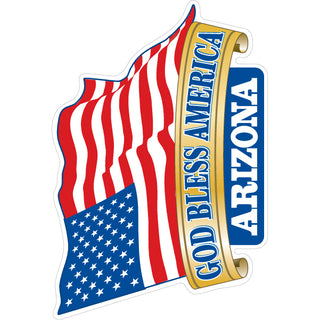 Arizona God Bless America Wavy Flag Sticker