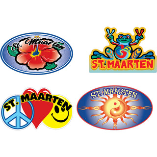St. Maarten   4 Up Hibiscus Oval Sticker