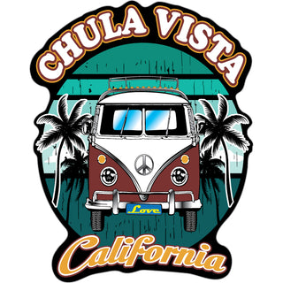 Chula Vista  CA Burgundy Bus Front View Sticker