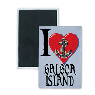 Balboa Island   I Heart with Anchor Rectangle Badge Magnet