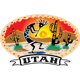 OK4 Utah Kokopelli Sunset Oval with Banner Sticker