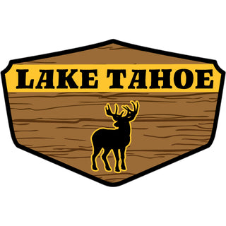 Lake Tahoe   Wood Grain Deer Shield Sticker