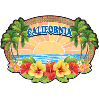 California   Wicker Hibiscus Oval Sticker