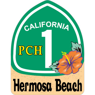 Hermosa Beach   PCH 1 Flower Sign Sticker