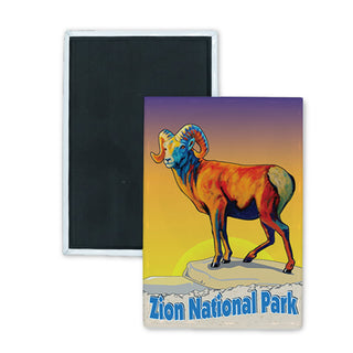 Zion National Park   Full Color Ram Rectangle Badge Magnet