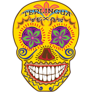 Terlingua  Texas   Yellow Sugar Skull Sticker