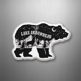 Lake Arrowhead   Bear with Mountain Night Scene inside 3D Magnet