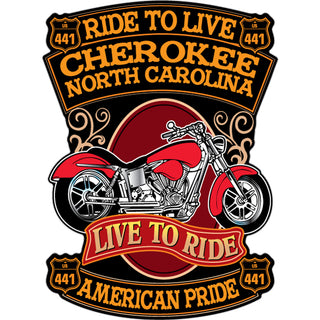 Cherokee  North Carolina   American Pride Motorcycle Sticker