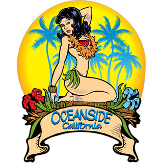 Oceanside  California   Kneeling Aloha Girl Sticker
