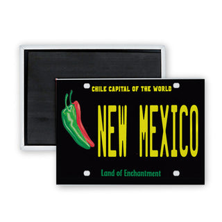 New Mexico   Black Chile License Plate Rectangle Badge Magnet