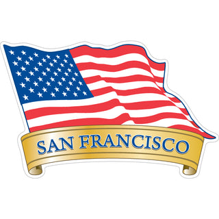 OK4 San Fransisco Wavy American Flag (00598) Sticker