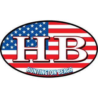Huntington Beach HB Flag Euro Red White Blue Sticker