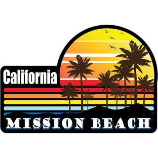 Mission Beach  California   Colorful Palm Sunset Sticker