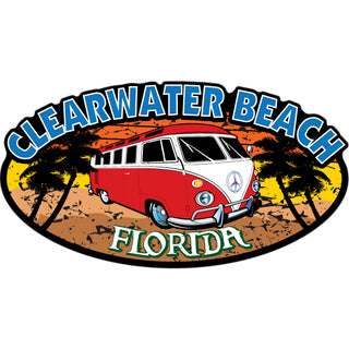 Clearwater Beach Bus on Oval Sticker