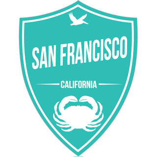 OK4 SAN FRANCISCO CRAB ON TEAL SHIELD (00126) Sticker