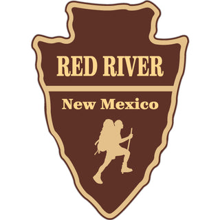 Red River  New Mexico   Hiker Silhouette Arrowhead Sticker