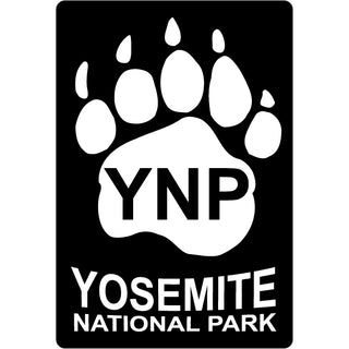Yosemite National Park   Bear Paw On Black Rectangle Sticker