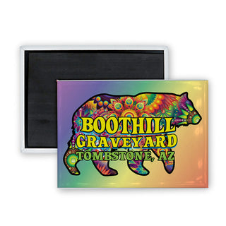 Boothill Graveyard  Tombstone  AZ   Psychedelic Bear Rectangle Badge Magnet