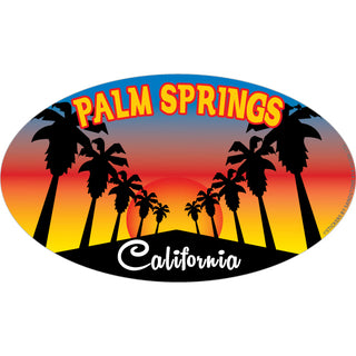 Palm Springs CA Palm Tree Road Sunset Oval Sticker