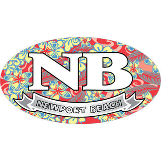 Newport Beach  CA   Floral Filled Euro Oval Sticker