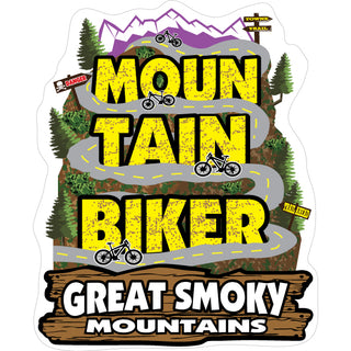 Great Smoky Mountains Mountain Biker Winding Trail Sticker
