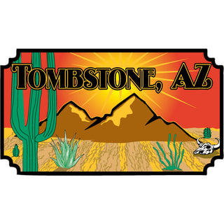 Tombstone Mountain Cactus Scene Sticker