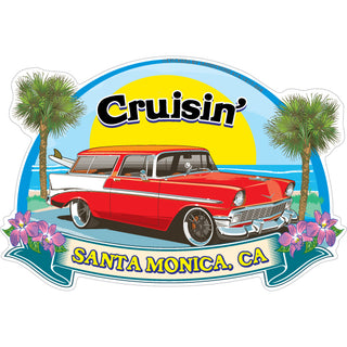 Santa Monica  CA   Cruisin Red Wagon Sticker