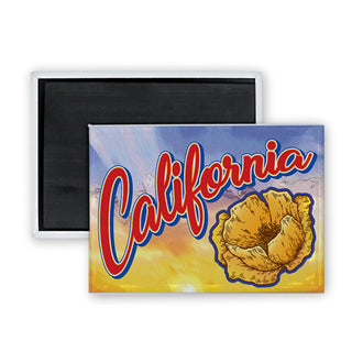 California Golden State Poppy Rectangle Rectangle Badge Magnet