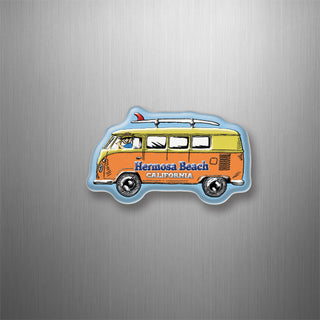 Hermosa Beach  CA   Bus Side View Surfboard 3D Magnet