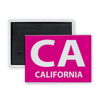 California CA Hot Pink with White Letters Rectangle Badge Magnet