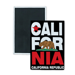 California CALI FOR NIA Bear Rectangle Badge Magnet
