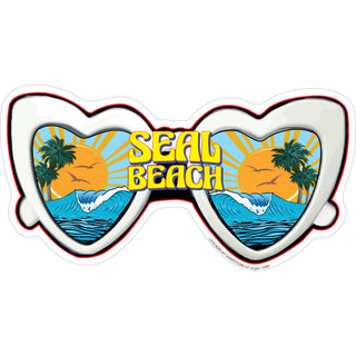 Seal Beach   Heart Glasses Sticker