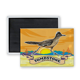 Tombstone  AZ   Roadrunner Over Sun Rectangle Badge Magnet