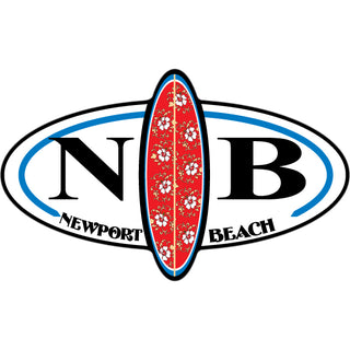 Newport Beach CA Surfboard Split Oval Sticker
