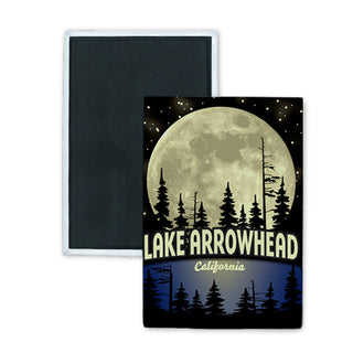 Lake Arrowhead  California   Full Moon Behind Trees Rectangle Badge Magnet
