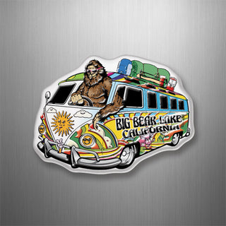 Big Bear Lake  California   Bigfoot Driving Hippie Van Bus 3D Magnet