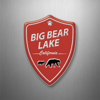 Big Bear Lake  California   Red Shield With Bear 3D Magnet