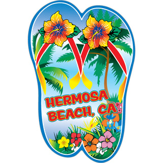 Hermosa Beach  CA   Flower Flip Flops Sticker